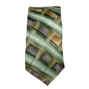 J. Garcia Absolam Bar Limited Edition Tie Green Tan Silver